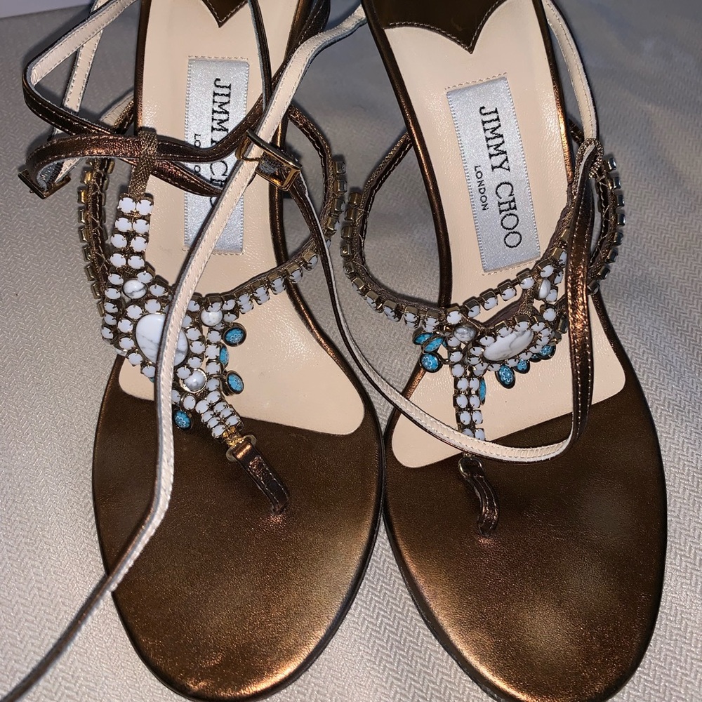 Jimmy Choo sandals blue white stones sandals 38.5